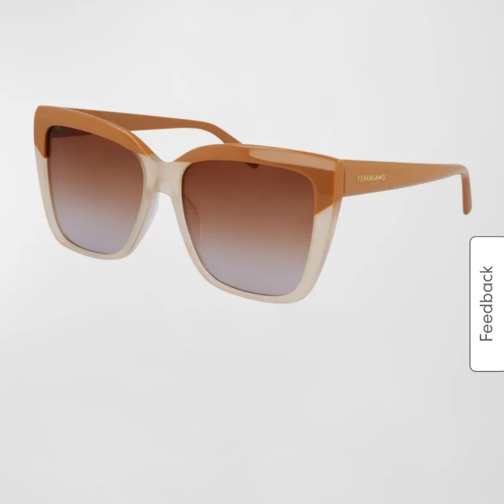 E_ $345 FerragamoSleek Logo Acetate Square Sunglasses